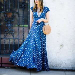 Tularosa Sid Wrap Dress in Robin Dot